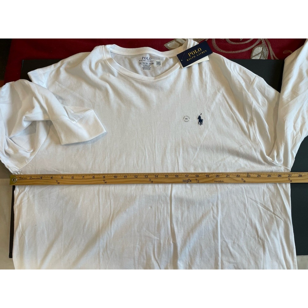 NEW Polo Ralph Lauren Long Sleeve T-Shirt XXL Classic Fit Jersey White Crewneck - Picture 8 of 10